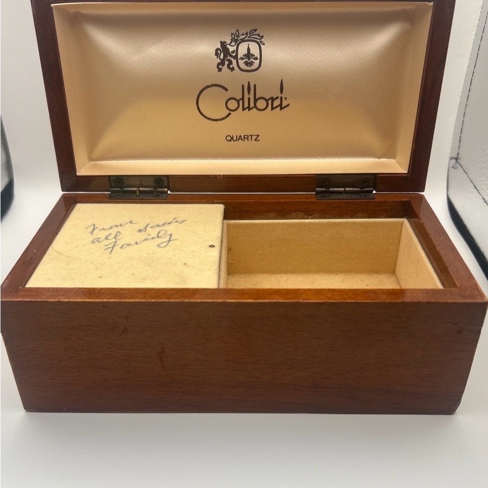 Vintage  Colibri Quartz Watch Wooden Presentation Box - Working Toyo Music Box